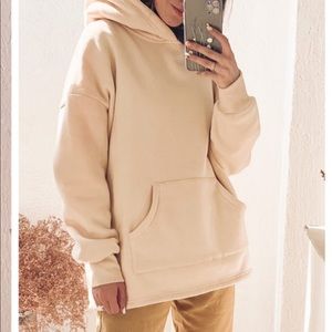 New! Oversized beige cream warm long hoodie